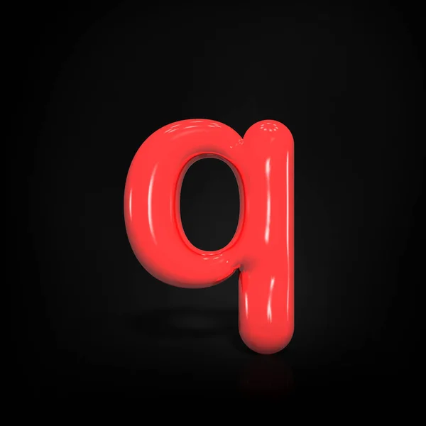 Glossy Red Paint Letter Lowercase Bubble Isolated Black Background Rendering — Stock Photo, Image