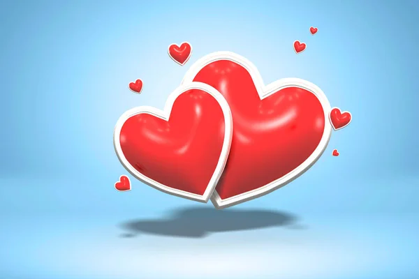 Warna Merah Berkilau Cinta Hati Mengkilap Simbol Hari Valentine Dan — Stok Foto