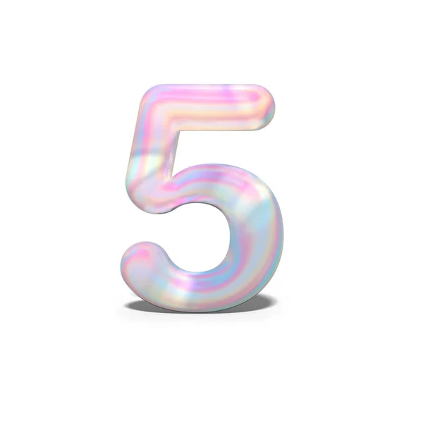 Realistic Shiny Number Five Celebration Design Bright Holographic Design Winter — Stock Photo, Image