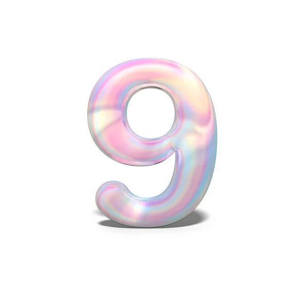 Realistic Shiny Number Nine Celebration Design Bright Holographic Design Winter — Stock Photo, Image