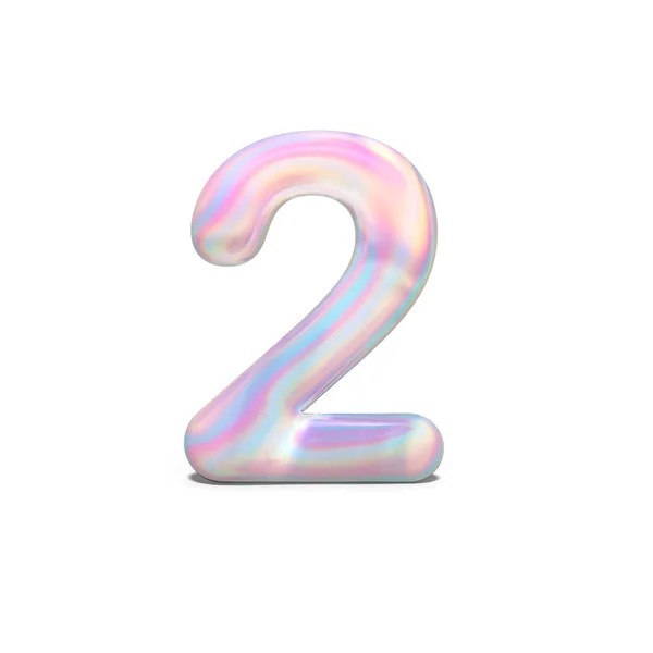Realistic Shiny Number Two Celebration Design Bright Holographic Design Winter — Stock Photo, Image