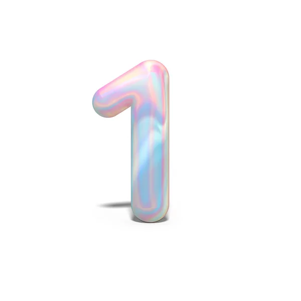 Número Realista Brillante Uno Para Diseño Celebración Diseño Olográfico Brillante —  Fotos de Stock