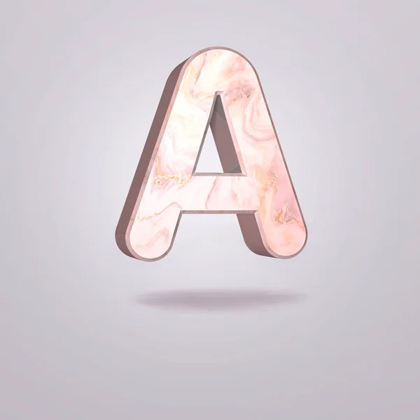 Abstract Capital Letter Pink Marble Realistic Alphabet Modern Font Isolated — Stock Photo, Image