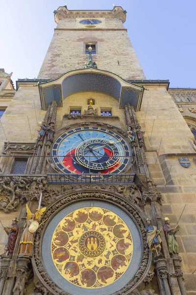 Прага Средневековые Астрономические Часы Башне Старой Ратуши Прага Чехия — стоковое фото