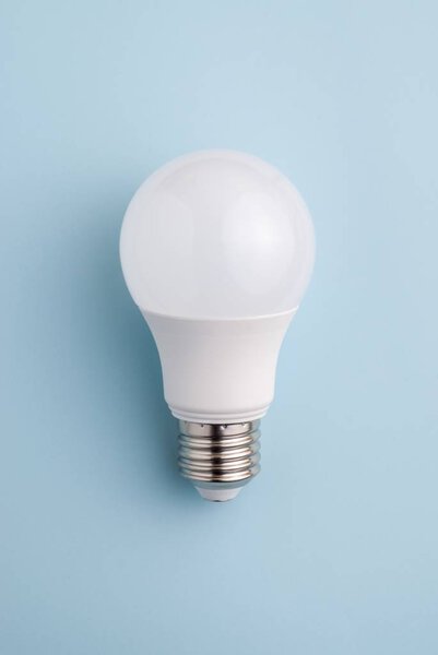 White lightbulb on a blue background