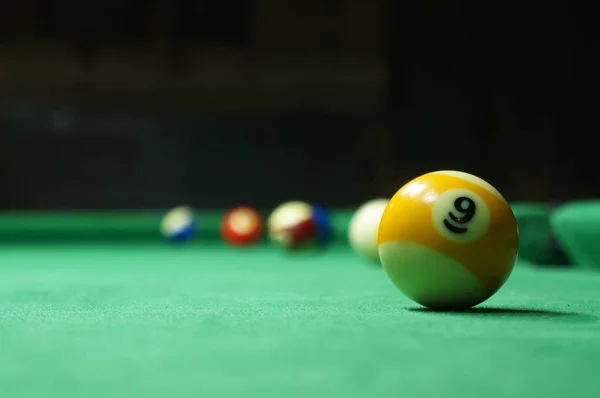 Billiards Balls Green Table — Stock Photo, Image