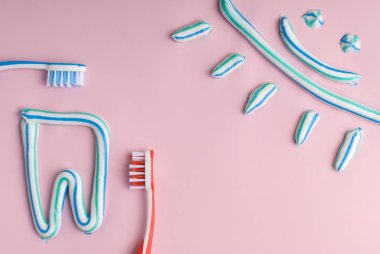 diş fırçası ve diş macunu ile diş temizleme kavramı
