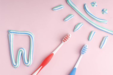 diş fırçası ve diş macunu ile diş temizleme kavramı
