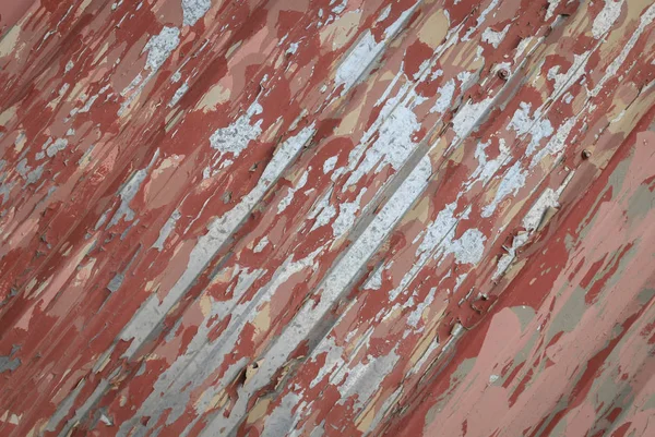 Recinzione Metallo Con Schizzi Rossi Rosa Grigi Peeling Vernice Sfondo — Foto Stock
