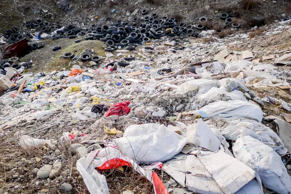 Müllhalde Der Nähe Des Waldes Umweltverschmutzung Müllhalde — Stockfoto