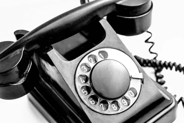 Vintage Fast Telefon Med Lindade Sladd Vit — Stockfoto