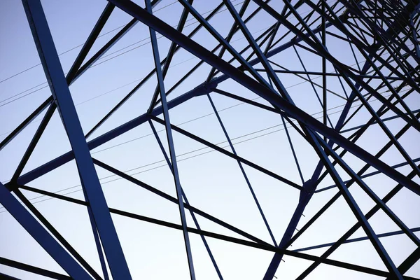 Poste Electricidad Con Cielo Azul Fondo Pilón Electricidad — Foto de Stock