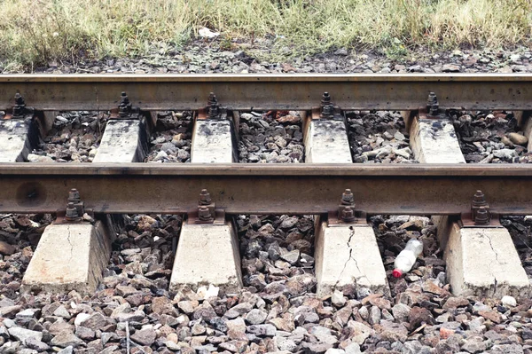 Old Railway Line Garbage Gravel — Stock Photo, Image