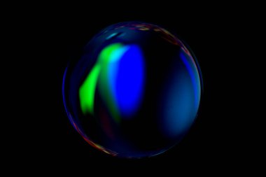 Soyut bulanık desenli parlak bir kristal kürenin bulanık görüntüsü. Görüntü olarak soyut lensball.