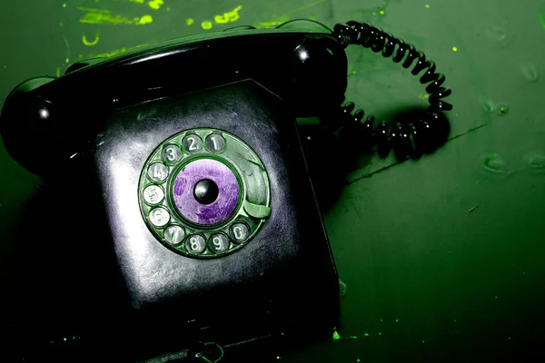 Festnetztelefon Retro Stil Vintage Wähltelefon Mit Spiralkabel Und Hörer — Stockfoto