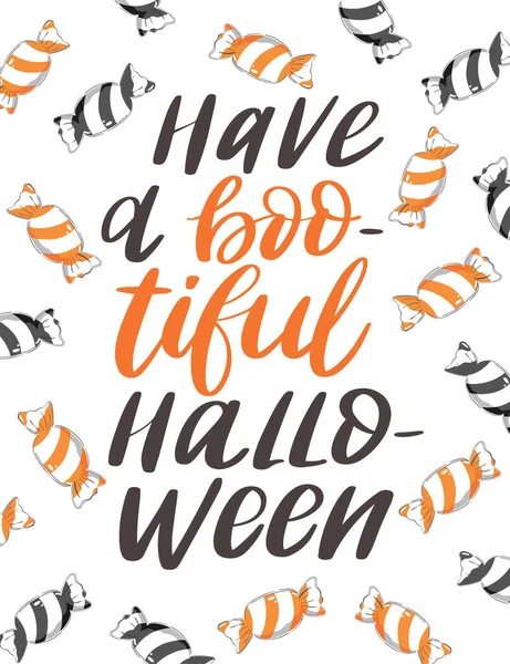 Que Tengas Halloween Boo Tiful Letras Ilustración Visible Sobre Fondo — Archivo Imágenes Vectoriales