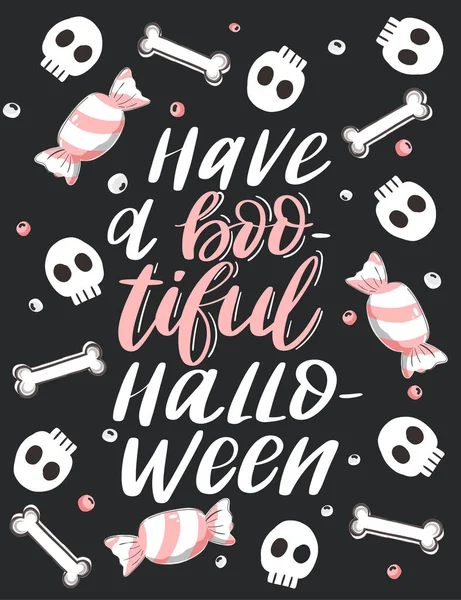 Que Tengas Halloween Boo Tiful Letras Ilustración Visible Sobre Fondo — Archivo Imágenes Vectoriales