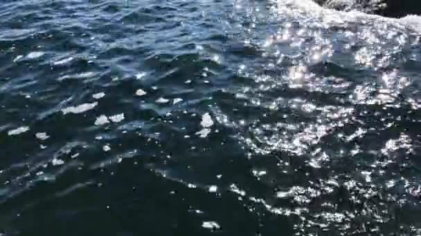 검은 바다의 표면에 태양 섬광 — 비디오