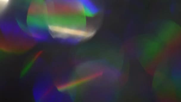 Bokeh Iridescente Festivo Colorido Cores Futuristas Espectrais Folha Holográfica Fugas — Vídeo de Stock