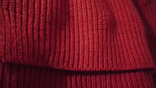 Texture Maglia Rossa Può Essere Utilizzato Come Sfondo Sciarpa Maglione — Video Stock