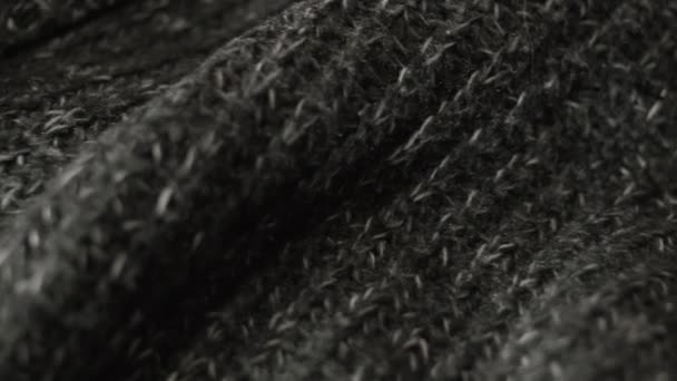 温暖的针织面料 创意背景 灰色纹理 可变焦点 浅景深 — 图库视频影像