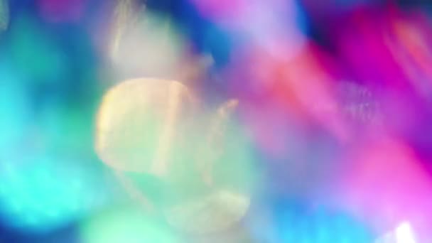 Brillante neón bokeh, lámina holográfica iridiscente, concepto cyberpunk . — Vídeos de Stock
