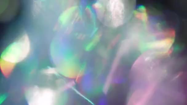Unieke abstracte achtergrond, dromerige iriserende holoraphic folie, veelkleurige deeltjes. — Stockvideo