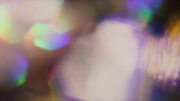 Psychedelisch bunte Lichtlecks, holografisches Bokeh, kreatives Filmmaterial. — Stockvideo