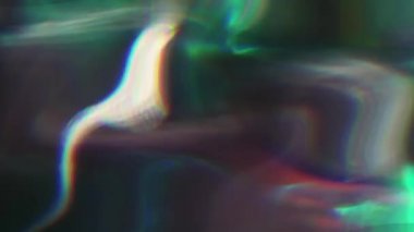 Cyberpunk uzayda rasgele uçan ışık elemanları defocused. 4k HQ video.