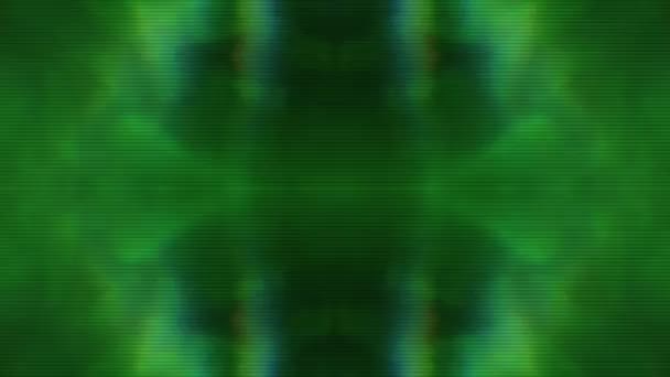 Casual yeşil tonu geometrik cyberpunk gürültülü yanardöner arka plan. — Stok video