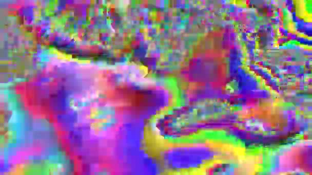 Glitch datamosh iriserende abstracte gekleurde digitale achtergrond. — Stockvideo