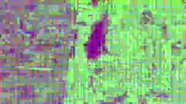 Glitch datamosh abstract multi-colored digital background. — Stock Video