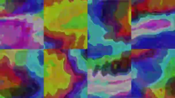 鮮やかなエラーデータネオンノスタルジックな虹色の背景. — ストック動画