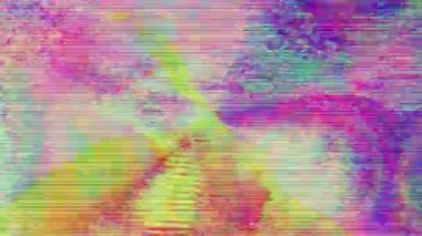 Soyut veri aksaklığı geometrik nostaljik 90'ların arka planı. 