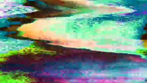 Abstrakte körnige Neon Cyberpunk irisierenden Hintergrund. — Stockvideo