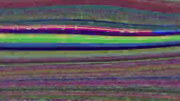 Gegevens transformeren glitch Neon Sci-Fi 90s achtergrond. — Stockvideo