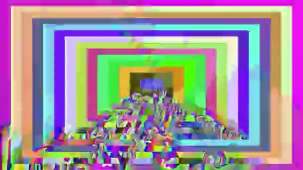 Lässiger geometrischer Hintergrund, Computerfehler, beschädigte Daten, psychedelischer Tunnel. — Stockvideo