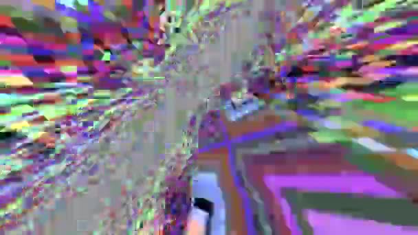 Glitch imitation vintage futuristic psychedelic glittering background. — Stock Video