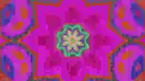 Dijital psychedelic geometrik nostaljik parıldayan arka plan. — Stok video