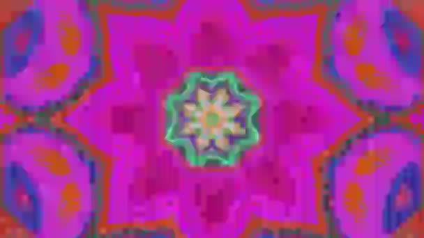 Digitale psychedelische geometrische nostalgische glinsterende achtergrond. — Stockvideo