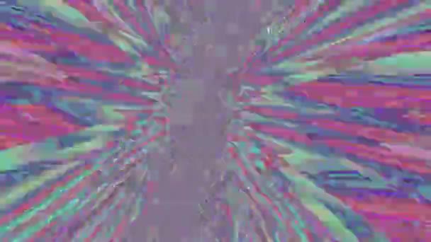 Barevný neonové abstraktní třpytivé pozadí. Psychedelická cesta. — Stock video