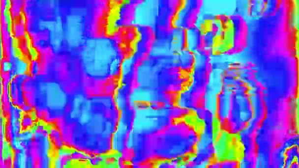 抽象的なネオンサイバーパンクサイケデリック虹色の粒子の背景. — ストック動画