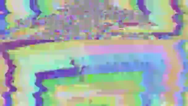 Falha colorida, fundo holográfico sonhador cyberpunk . — Vídeo de Stock