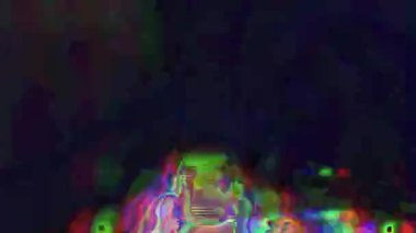 Dönüşüm süs fütüristik psychedelic ışıltılı parçacık arka plan. 