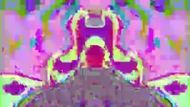 Caleidoscoop Neon Sci-Fi trendy iriserende patroon achtergrond. — Stockvideo
