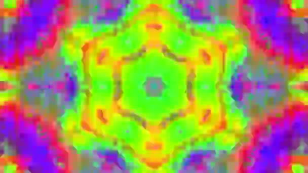 Kaleidoskop dynamischer futuristischer psychedelisch schillernder Partikelhintergrund. — Stockvideo