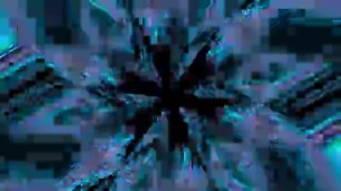 Renkli aksaklık taklit ışık sızıntıları parıldayan arka plan. Kesintisiz çekim. 