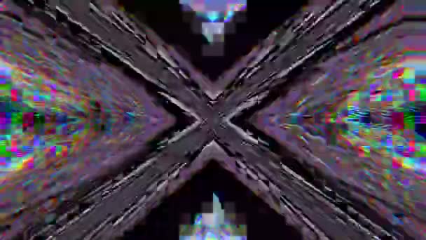 Cyberpunk glitch taklit kristal yansımaları holografik arka plan. — Stok video