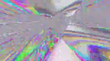 Çok renkli kötü yolculuk etkisi ışık dönüşümleri holografik arka plan. 