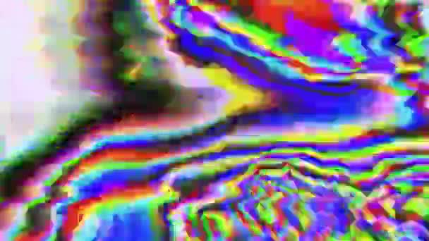 Ipnotizzante glitch imitazione luce perdita iridescente olografico scintillante sfondo . — Video Stock